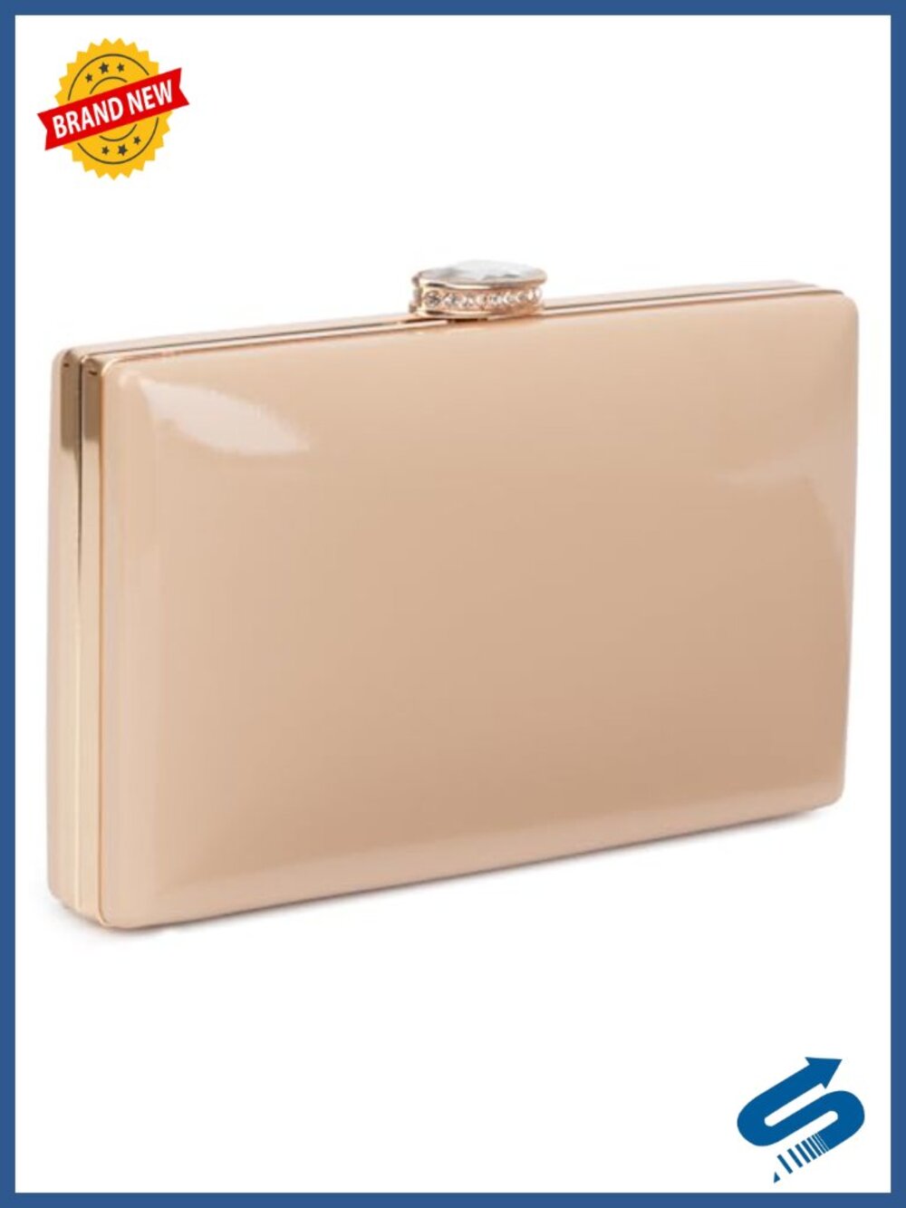 Patent Leather Clutch Evening Bag Glossy PU Formal Purse Detachable Chain